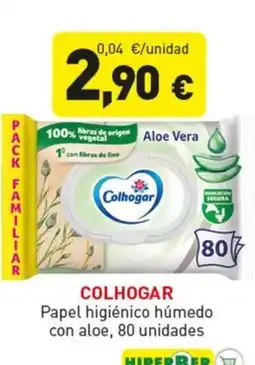 Hiperber COLHOGAR Papel higiénico húmedo con aloe, 80 unidades oferta