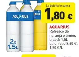 Hiperber AQUARIUS Refresco de naranja o limón, bipack oferta
