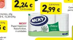 Hiperber NICKY Papel higiénico Nature Aloe, 6 unidades oferta
