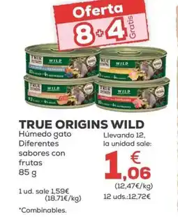 Kiwoko TRUE ORIGINS WILD Húmedo gato Diferentes sabores con frutas oferta