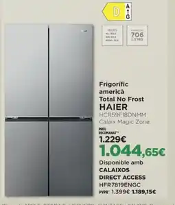 El Corte Inglés HAIER Frigorífic americà Total No Frost HCR59F18DNMM oferta