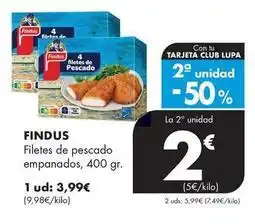 Supermercados Lupa Findus - filetes de pescado empanados oferta