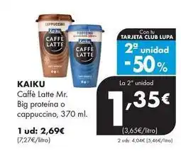 Supermercados Lupa Kaiku - caffè latte m. big proteïna o cappuccino oferta