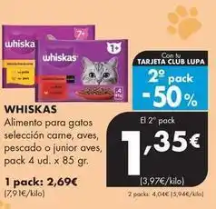 Supermercados Lupa Whiskas - alimento para gatos seleccion carne oferta