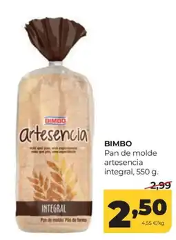 Alimerka Bimbo pan de molde artesencia integral oferta