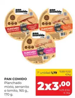 Alimerka pan comido planchado mixto, sernanito o lomito oferta