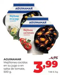 Alimerka Aguinamar mejillones cocidos en su jugo o en salsa de tomate oferta