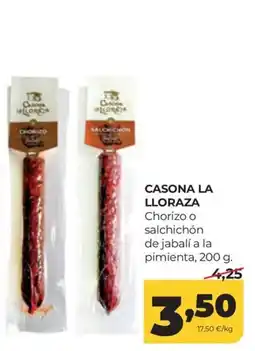 Alimerka Casona la Lloraza chorizo o salchichón de jabalí a la pimienta oferta