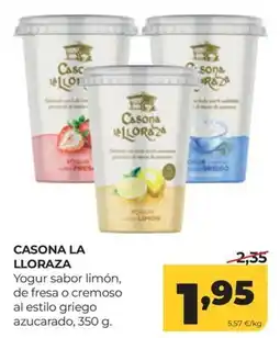 Alimerka Casona la Lloraza yogur sabor limón, de fresa o cremoso al estilo griego azucarado oferta