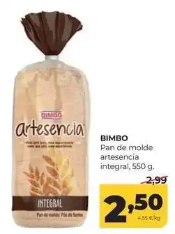 Alimerka Bimbo - pan de molde artesencia integral oferta