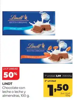 Alimerka Lindt chocolate con leche o leche y almendras oferta