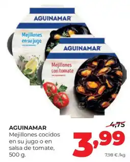 Alimerka Aguinamar mejillones cocidos en su jugo o en salsa de tomate oferta