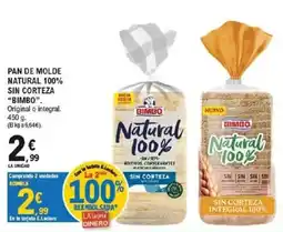E.Leclerc Bimbo pan de molde natural 100% sin coraza oferta