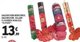 E.Leclerc Elpozo salchichón montañés, salchichón, salami o chorizo nobleza oferta
