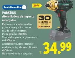 Lidl Parkside atornilladora de impacto recargable 20 v oferta