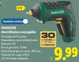 Lidl Parkside atornilladora recargable 4 v oferta