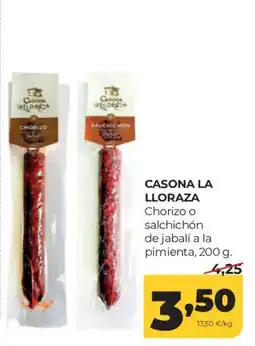 Alimerka Casona la Lloraza chorizo o salchichón de jabalí a la pimienta oferta