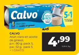 Alimerka Calvo atún claro en aceite de girasol oferta