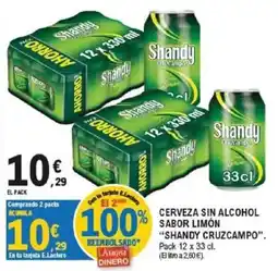 E.Leclerc Shandy cruzcampo cerveza sin alcohol sabor limón oferta