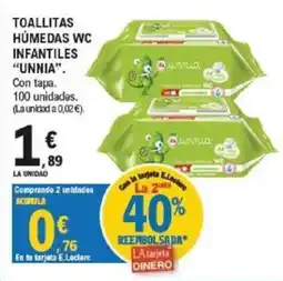 E.Leclerc unnia toallitas húmedas wc infantiles oferta