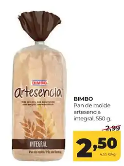Alimerka Bimbo pan de molde artesencia integral oferta