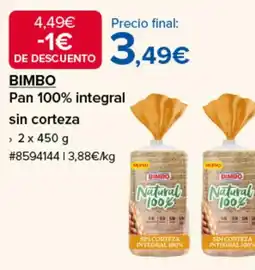 Costco Bimbo pan 100% integral sin corteza oferta