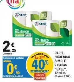 E.Leclerc Sabe papel higiénico simple 2 capas oferta