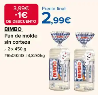 Costco Bimbo pan de molde sin corteza oferta