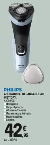 E.Leclerc Philips afeitadora recargable 4d wet/dry. x3003/00. oferta
