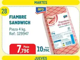 Makro aro fiambre sandwich oferta