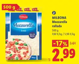 Lidl Milbona Mozzarella rallada oferta