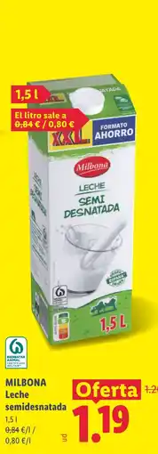 Lidl Milbona leche semidesnatada oferta