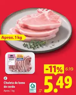 Lidl Cerdo chuleta de lomo oferta