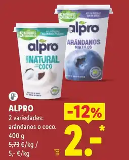 Lidl Alpro arándanos o coco oferta