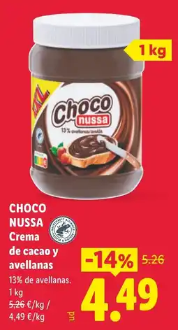 Lidl Choco nussa crema de cacao y avellanas oferta