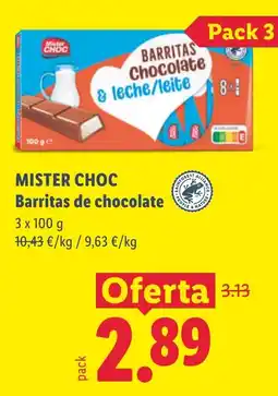 Lidl Mister Choc barritas de chocolate oferta