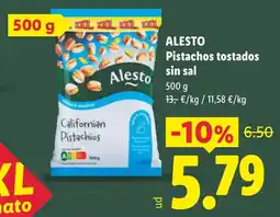 Lidl Alesto pistachos tostados sin sal oferta