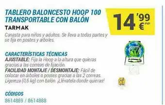 Decathlon Tablero Baloncesto Hoop 100 Transportable Con Balón Tarmak oferta