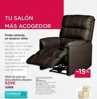 La tienda en casa Sillón De Piel Con Relax Eléctrico Boston oferta
