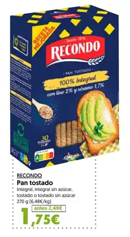 Hiper Usera Recondo pan tostado oferta
