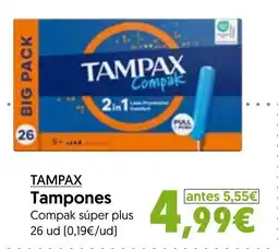 Hiper Usera Tampax tampones compak súper plus oferta
