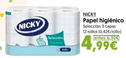 Hiper Usera Nicky papel higiénico oferta