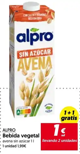 Hiper Usera Alpro bebida vegetal avena sin azúcar oferta