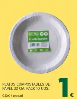 HiperDino menai platos compostables de papel oferta