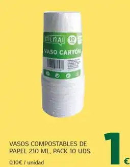 HiperDino menai vasos compostables de papel oferta
