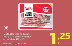 HiperDino Monells tiras de bacon oferta