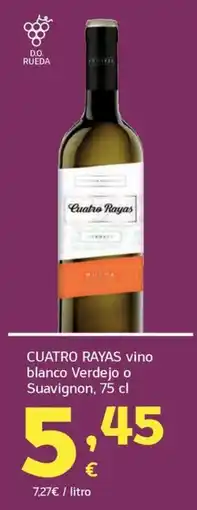 HiperDino Cuatro Rayas vino blanco Verdejo o Suavignon oferta