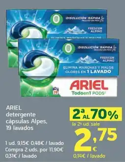 HiperDino Ariel detergent cápsulas Alpes oferta