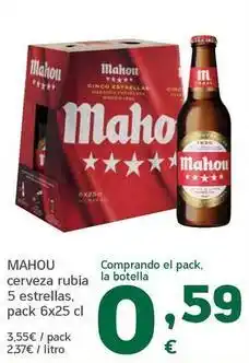 HiperDino Mahou - cerveza rubia 5 estrellas oferta