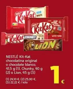 HiperDino Nestlé - kit-kat chocolatina original o chocolate blanco, chunky o lion oferta